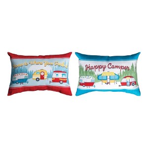 Camping-Themed Throw Pillow HOME IS WHERE YOU PARK IT 12.5x8.5 Inch by Manual Woodworkers and Weavers - 1 of 3