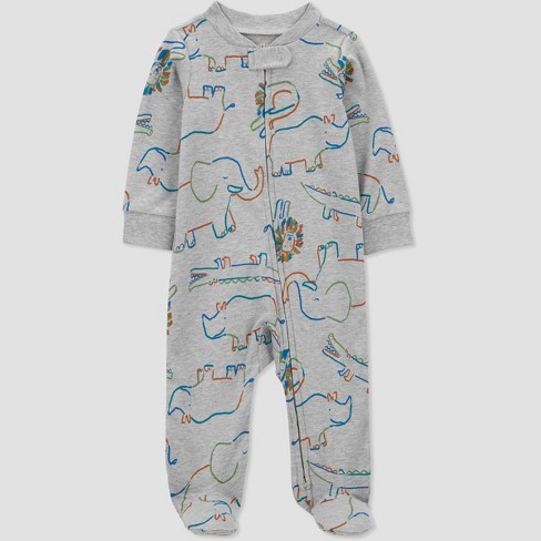 Carter s Just One You Baby Boys Lion Footed Pajama Gray Target