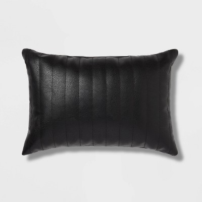 Black faux clearance leather throw pillows