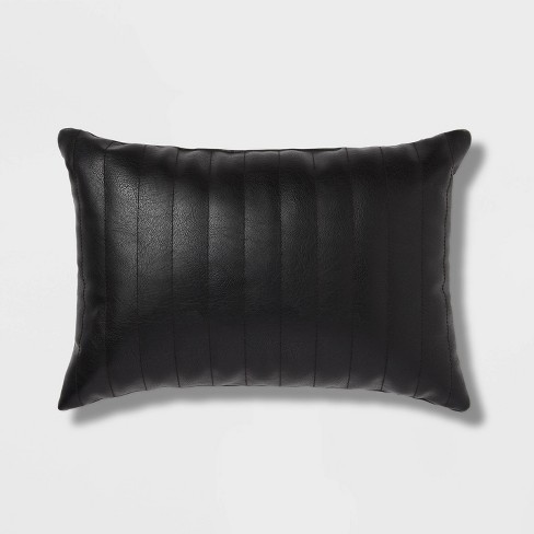 Black best sale leather pillow