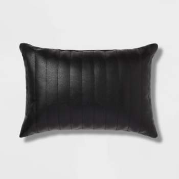 Oblong Faux Leather Channel Stitch Decorative Throw Pillow - Threshold™