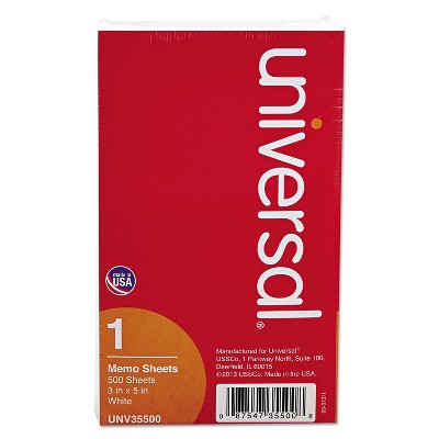 UNIVERSAL Loose Memo Sheets 3 x5 White 500 Sheets/Pack 35500