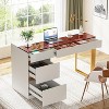 Tribesigns Computer Desk with 4 Drawers, 47.24 Inch Modern Home Office Desk with Glass Top - 4 of 4
