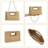 Woven Straw  Purse for Women, 2-Piece Set with Detachable Chain Strap for Parties, Wedding, Beach Vacation, Dressy Handbag for Cocktail, Dinner - 3 of 4
