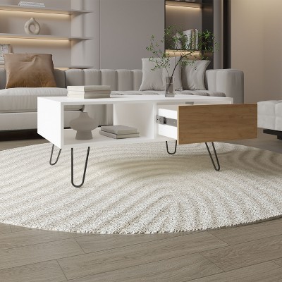 Vynxaria 39" Rectangular Coffee Table - Stylish Storage with Drawer & Shelf