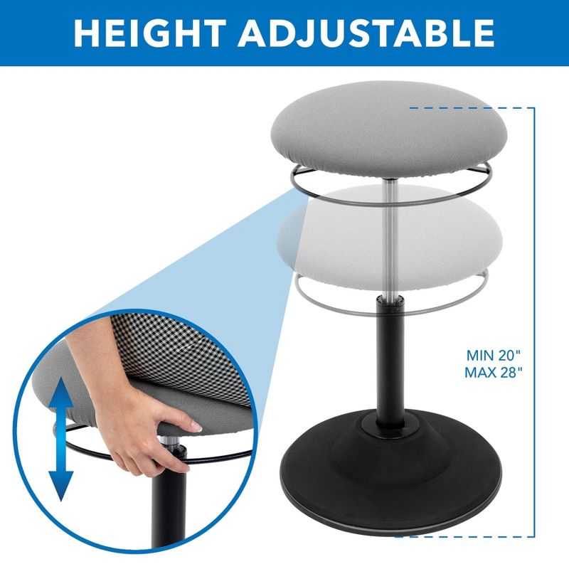 Mount-It! Height Adjustable Standing Desk Stool with Padded Seat & Non-Slip Rubber Base, 3 of 9