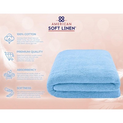 Sky Blue Oversized Turkish Cotton Bath Sheet Set