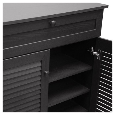 Harding Espresso Wood Shoe Storage Cabinet with Drawer