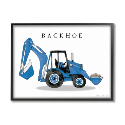 Stupell Industries Blue Backhoe Construction Truck Demolition Vehicle
