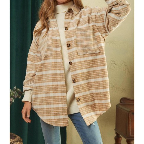 Women's Plaid Button Down Shacket - DAVI & DANI - image 1 of 3