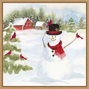 Amanti Art Snowman Christmas IV by Tara Reed Canvas Wall Art Print Framed 22 x 22-in. - 1 of 4