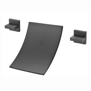 SUMERAIN Waterfall  Wall Mount Bathtub Faucet 3 Holes Tub Filler Matte Black High Flow with Valve - 1 of 4
