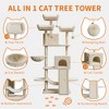 68.5" Multi-Level Cat Tree for Indoor, Heavy Duty Adult Cat Tower with 2 Condos, Plush Perches, Sisal Scratching Posts,Hammocks,Basket,Dangling Balls - 4 of 4