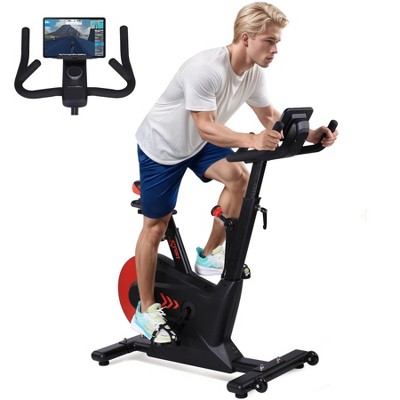 Magnetic Indoor Cycling Bike, 28lbs Flywheel Stationary Bike with Smart Knob Resistance, LCD Monitor & IPad Mount for Home Cardio
