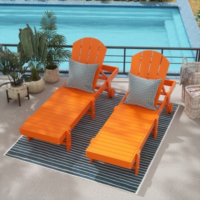 WestinTrends Malibu Adirondack Poly Reclining Chaise Lounge With Wheels (Set of 2pcs)