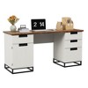 Farmhouse Executive Desk, 59 Inch Computer Desk, White Home Office Desks with File Drawer and Storage Cabinet, Wood Writing Desks for Bedroom, Home - 3 of 4