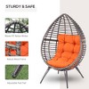 Patio Wicker Egg Chair w/ Soft Cushion,Outdoor / Indoor Patio Chair, PE Plastic Rattan Furniture with Adjustable Height Feet Pads - 4 of 4