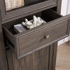 FURNIinspire Utility Storage Cabinets Tall Freestanding Cabinet, Sideboard Cabinet With Glass Door, Shelves, Drawer, Brown, 15.35"*23.62"*64.96" - 4 of 4