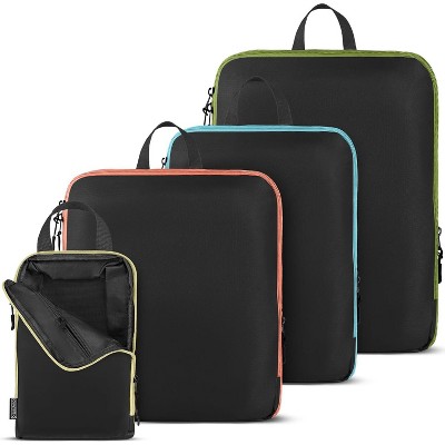 BLISSFORD Compression Packing Cubes Travel, Compression Bags, Packing Cubes for Carry-on Suitcases, Suitcase Organizer Bags Set, with Inside Pockets