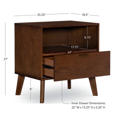 Reid Walnut Ash Veneer Mid-Century Modern 1-Drawer Nightstand