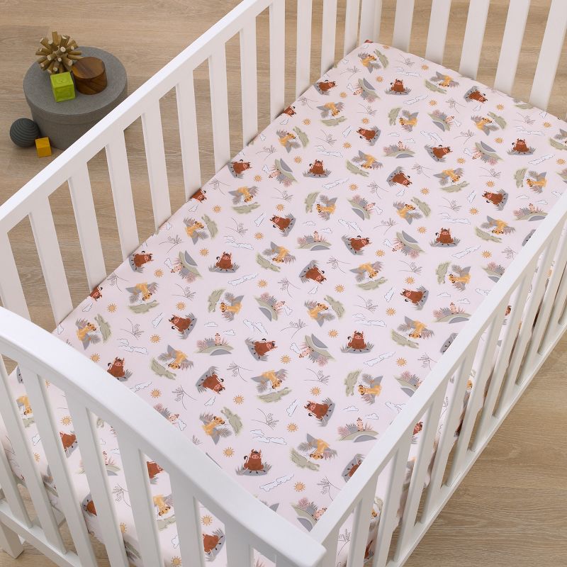 Disney Lion King Ivory, Sage, Gold, and Brown, Simba, Timon, and Pumba Super Soft Nursery Fitted Crib Sheet, 4 of 5