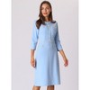Hobemty Women's Elegant Office 3/4 Sleeve Tweed Trim Round Neck A-Line Dress - 2 of 4
