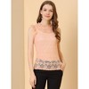 INSPIRE CHIC Women's Sleeveless See-Through Ruffle Scalloped Trim Semi-Sheer Floral Lace Top - 2 of 4