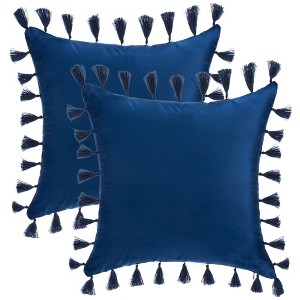 REGALWOVEN Velvet Soft Solid Covers Bohemian with Tassels Decorative Throw Pillow 2 Pcs - 1 of 4