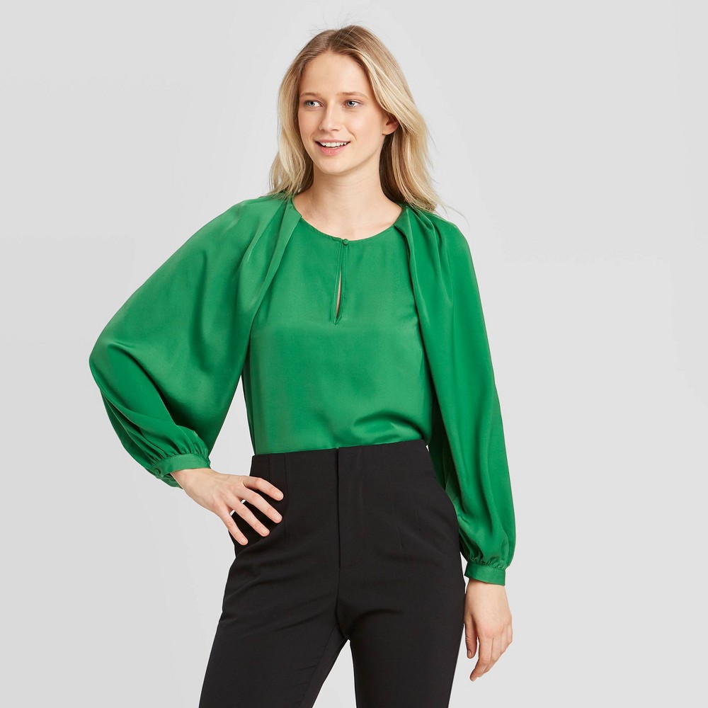 Women's Balloon Long Sleeve Keyhole Blouse - Who What Wear Green XS was $29.99 now $20.99 (30.0% off)