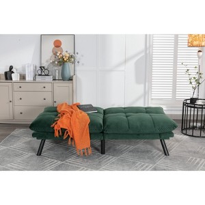 Okak Modern Sofa Bed Futon Couch, Convertible Small Sleeper Sofa Bed Loveseat Recliner for Small Apartments, living Room, Emerald - 1 of 4