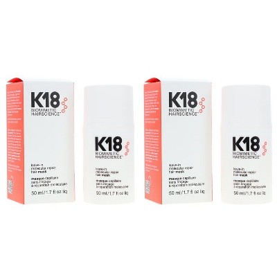 K18 Biomimetic HairScience Leave-In Molecular Repair Hair Mask (1.7 oz) - PACK OF 2 | Repairs Dry or Damaged Hair, Reverse Hair Damage K 18