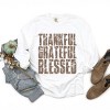 Thankful Grateful Blessed Block Distressed - Women's Garment Dyed Long Sleeve Graphic T-Shirt - 2 of 4