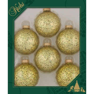 Christmas by Krebs 6ct Gold Spangle Glass Christmas Ball Ornaments 2.5" (67mm)