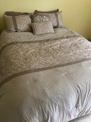 New 510 top Design Casey Embroidered Comforter Set - Queen, Beige, 8 Pieces