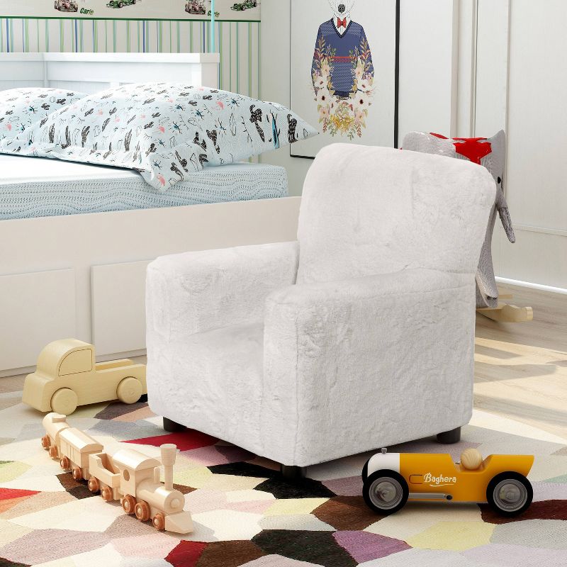 Nuea Faux Fur Kids&#39; Chair White - Homes: Inside + Out, 3 of 11