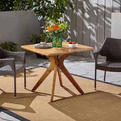 Stamford Square Acacia Wood Dining Table with X Base - Teak - Christopher Knight Home