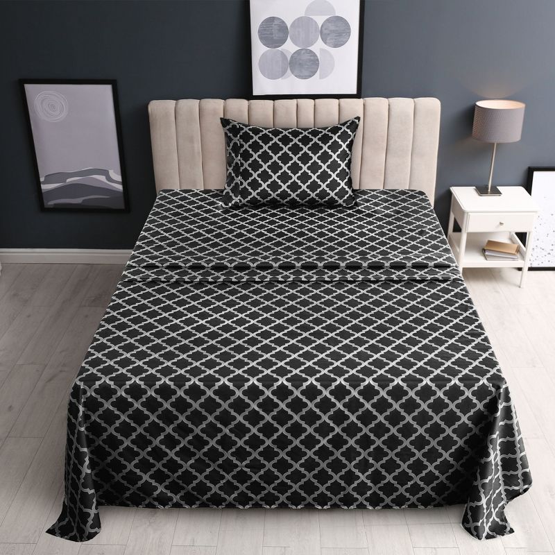 Microfiber Quatrefoil Bed Sheet Set - Lux Decor Collection, 3 of 6