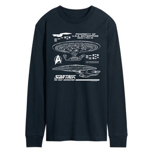 Men's - Star Trek - Next Gen Schematic Long Sleeve Graphic T-Shirt - 1 of 4