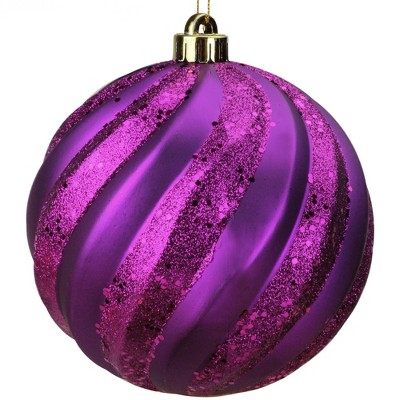 Northlight 6" Glitter Swirl Shatterproof Christmas Ball Ornament - Purple