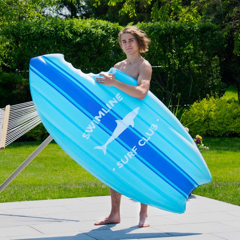 Swimline Shark Bite Surfboard Swimming Pool Inflatable Raft - 73" - Blue, 3 of 5