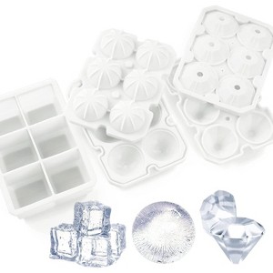 MOVSSOU Silicone Ice Cube Trays Square Sphere Diamond Shape 3 Pack - 1 of 4
