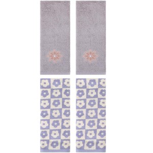 REGALWOVEN 4 Pcs Cotton Soft Absorbent Decorative Bathroom Hand Towel - 1 of 4