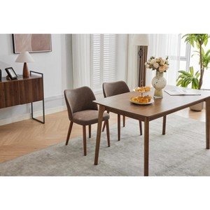 Dining Chair Set of 2 - Wingback Upholstered Kitchen Chairs with Wooden Legs, Soft Leather Seat Cushions for Dining Room & Living Room - 1 of 4