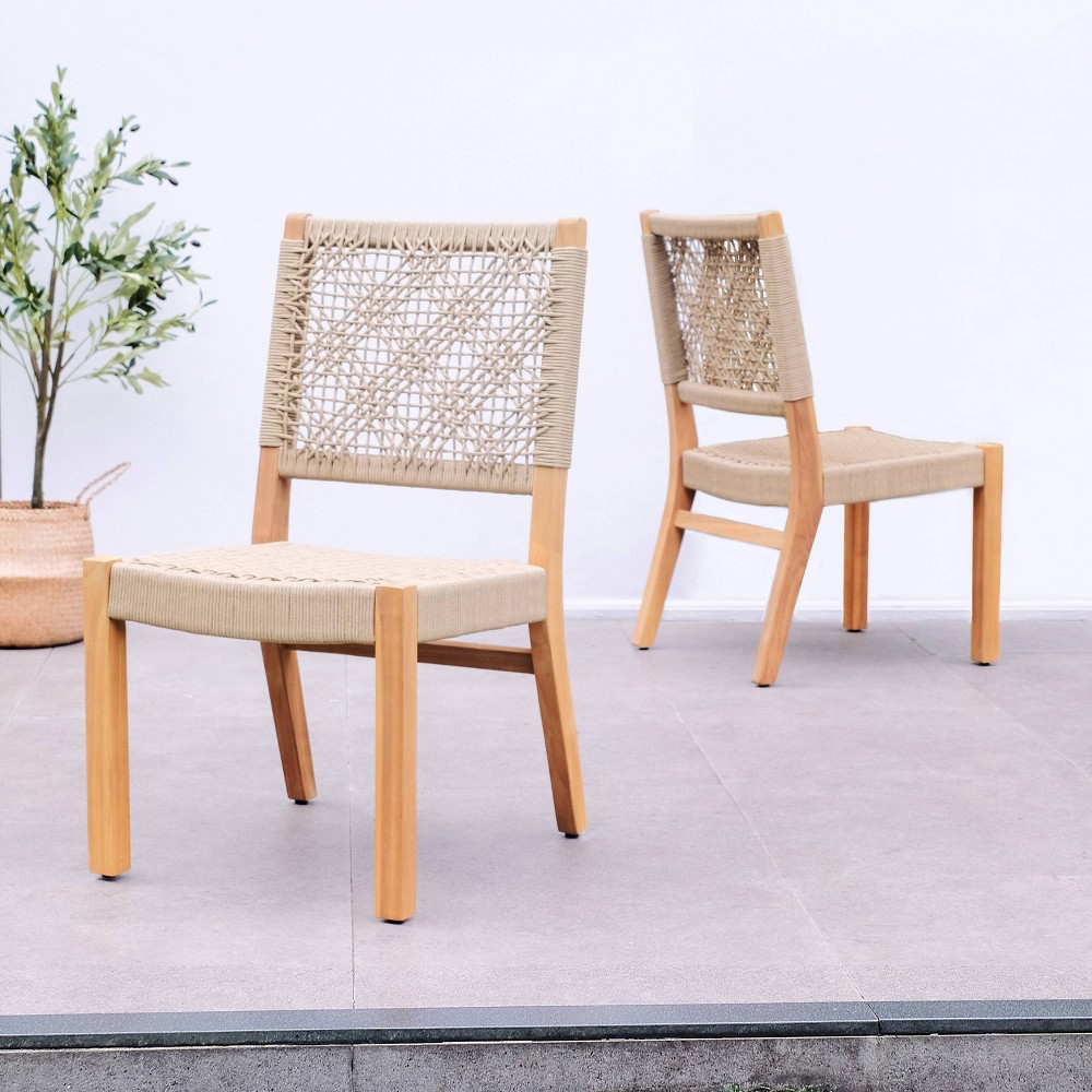 Photos - Chair Cambridge Casual Nassau 2pc Teak Wood Outdoor Dining : Weather-Resist