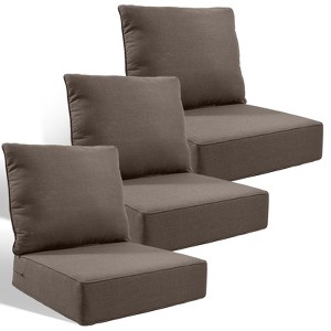 Buenhomino 3-Pack 6inch Thick 24" x 24" Deep Seat Cushion & Back Pillow with Removable Covers Outdoor - 1 of 4