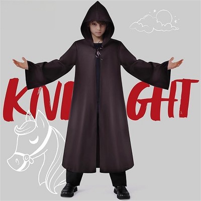 Joyfy Kids Knight Cloak Tunic Hooded Robe Halloween Costumes Sets, Toddler Boys Knight Costumes for Halloween Cosplay Dress Up Party