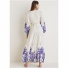 VENUS Womens Printed Linen Two-Piece Set  -  14, Purple Paisley Border - 3 of 4