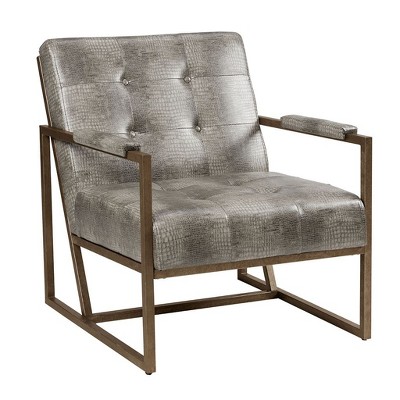 NicBex PU Accent Chair,Upholstered Living Room Chairs with Mid-Height Tufted Back and Metal Frame,Cozy Armchair,Accent Chairs for Living Room