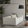 Possini Euro Design Luka Modern 71" Tall Standing Floor Lamp Curved Arc Foot Switch Black Metal Living Room Bedroom House Reading Linen Drum Shade - 2 of 4