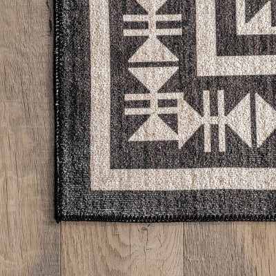 Beige 4' x 6' Reversible Synthetic Medallion Area Rug